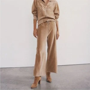 Nili Lotan Daphne Velour Wide-Leg Jogginghose Trainingshose Camel L Neu mit Etikett Retro 70er - Bild 1 von 14