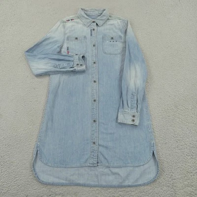 Polo Ralph Lauren Dress Shirt Women 16 Denim Tunic Aztec Embroidered USA Details - Image 1 of 4