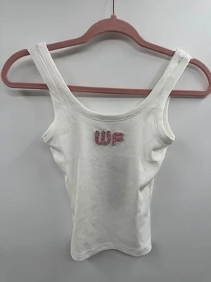 NWT White Fox Always Recognised Rib Tank Top Women's XS White Stretch Slim Fit - Image 1 of 4