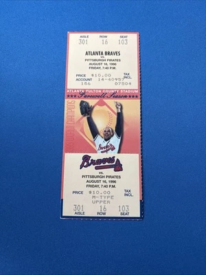 Andruw Jones 1st Career Homerun Full signed ticket 8/16/96 Braves First HR - Image 1 of 2