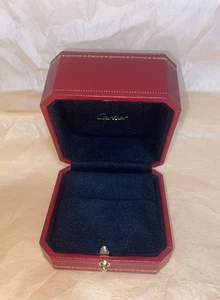 Authentischer Cartier leerer Rotgold Druckknopf schwarzer Samt Ring Geschenkbox. - Bild 1 von 11