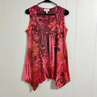 Женская розовая красная блузка без рукавов средний размер богемное фея прихоть Y2K винтажный сарай - Изображение 1 из 4