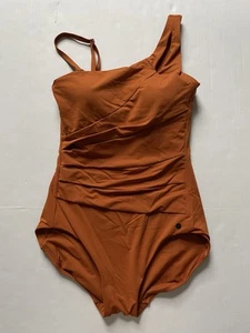 Calia Badeanzug Damen 8 Burnt Orange Sculpt One Shoulder Einteiler Rüschen - Bild 1 von 8