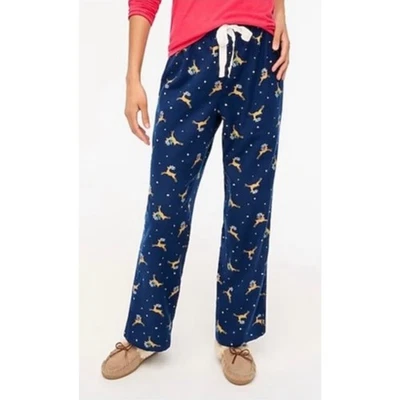 Lote de 2 J. Pantalones de pijama de reno azul marino Crew Factory para mujer talla M Foto 1 de 4