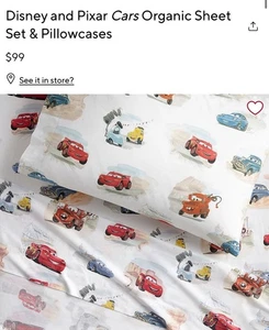 Pottery Barn Kids Disney Pixar Cars Organic Percale FLAT SHEET ONLY Twin #N184L - Picture 1 of 1