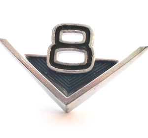 Vintage V8 Emblem, 3" x 1.5" size, reproduced in quality zinc based metal - Picture 1 of 2