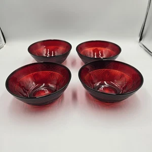 Luminarc Antique Ruby Red 5 5/8” Cristal D' Arques France Set Of 4  Bowls - Picture 1 of 7
