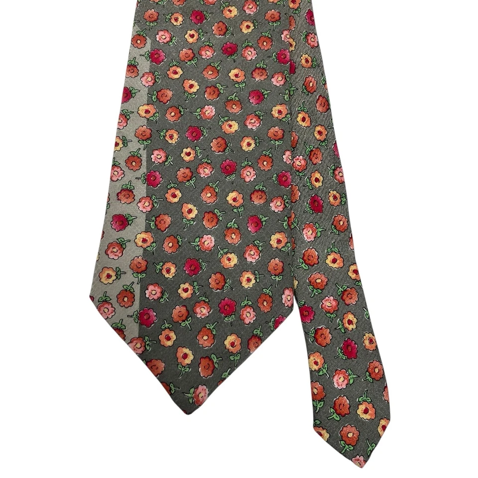 Corbata Vitaliano Pancaldi Hombre Verde Multicolor Floral Flores Seda 4" (W) 59" (L) Foto 1 de 4