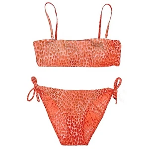 VTG 90s Endless Sun Bikini SM Tie Side Orange Animal Print 2-PC Swimsuit NWT Y2K - Picture 1 of 14