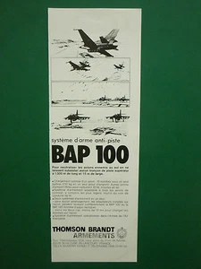 12/1985 PUB THOMSON BRANDT ARMEMENTS MIRAGE BAP 100 CRATERING BOMB ANTI PISTE AD - Imagen 1 de 1