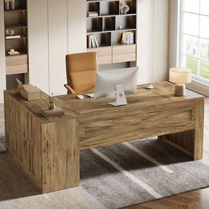 Tribesigns 70.8" L-Shaped Executive Desk Large Office Computer Table w/ Cabinet - Picture 1 of 10