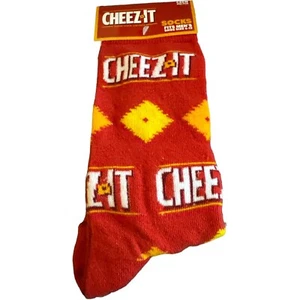 Crazy Socks Men Cheez It Crew Sock Novelty Funny Food Multicolor Size 6-12 new - Picture 1 of 2