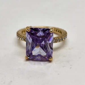 Anillo Bling Moda Tono Dorado Púrpura Talla 4 - Imagen 1 de 8