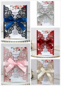 10pcs Laser Cut Party Glitter Invitations Card Birthday Wedding Engagement Bride - Picture 1 of 19