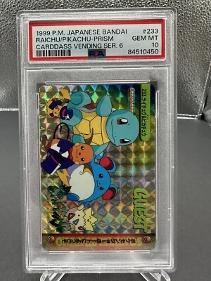 1999 P.M. Japanese Bandai Raichu/pikachu-Prism Cardass Vending Ser. 6. / Psa 10 - Image 1 of 2