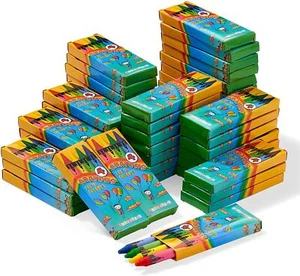 50 Boxes of Mixed Crayons, 4 in a Pack, Wax Crayons Childrens Toys Party Filler - Picture 1 of 7