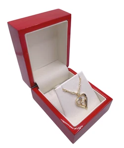 YELLOW GOLD FINISH Heart Cut Blue Sapphire round cut Necklace - Picture 1 of 4