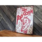 Fresh Hot Popcorn Sign - Vintage Style Popcorn Sign with Clown  - 8in x 12in