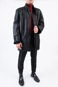 Christ Soft Lambskin Black Shearling Coat, Men's EU 58, US 48 - Picture 1 of 9
