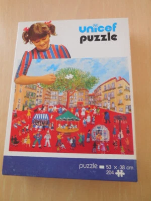 Quebra-cabeça Vintage UNICEF -Festival em Laranja Grand'Mere - COMPLETO 204 Peças EZ - Imagem 1 de 3