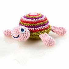 Pebble Turtle Rattle  Pink | Handmade Knit Toy | Toddler or Baby Gift | 