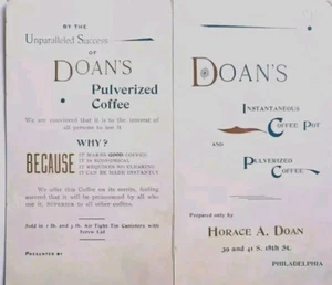 Antique 1920 Advertising Doans Coffee Pulverized Philadelphia Horace Price List - Picture 1 of 2