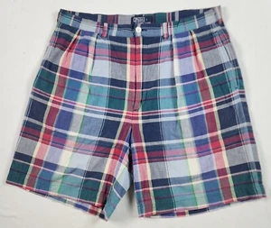 Polo Ralph Lauren Shorts Mens 36 34x8 Plaid Madras Cotton Multicolor Chino Zip - Picture 1 of 12