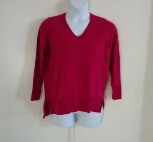 Maison Jules Damen Pullover Langarm V-Ausschnitt Seitenschlitze Fuchsia Kristall Rosa L - Bild 1 von 12