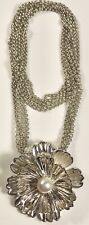 JOSEPH ESPOSITO VINTAGE STERLING 925 LAYERED MAGNETIC FLOWER NECKLACE (C815A)