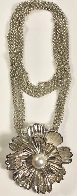 JOSEPH ESPOSITO VINTAGE STERLING 925 LAYERED MAGNETIC FLOWER NECKLACE (C815A) - Image 1 of 4