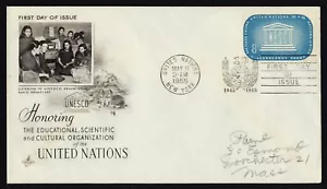 UN #34 8c U.N.E.S.C.O., Art Craft FDC **ANY 5=FREE SHIPPING** - Picture 1 of 1
