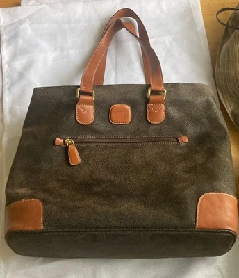 Bolsa tote/duffled de couro pebbled Bric's Milano feita na Itália - Imagem 1 de 4