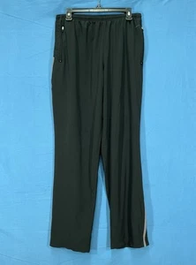 Vtg Y2k NIKE FitDry BLACK Lightweight SIDE STRIPE Pockets ZIP-ANKLE Track Pant L - Picture 1 of 7