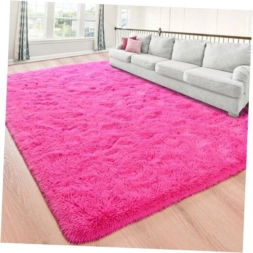 junovo Ultra Soft Area Rugs 4x5.3 Feet Fluffy Carpets for Bedroom Kids Girls