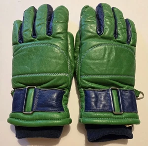 Vintage Herren SELTEN Saranac grün & blau Handschuhe Größe Medium 1970er Hergestellt in den USA - Bild 1 von 16