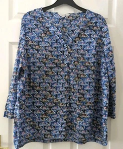 Seasalt Cornwall Watercolour Sketch Top Blouse Size 18 Blue Cotton  - Picture 1 of 6