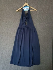 Women’s Sleeveless V-neck Maxi Dress Pleated Blue Size L - Picture 1 of 9