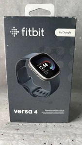 Fitbit Versa 4 Smartwatch - Platinum Aluminum with Waterfall Blue Band - Picture 1 of 3