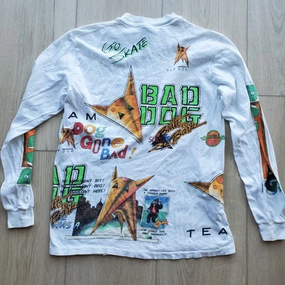 Camiseta de skate manga larga vintage años 90 puntada única Bad Dog para hombre talla mediana Foto 1 de 4
