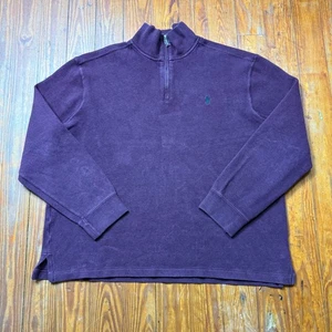 Polo Ralph Lauren maglione quarto zip pullover uomo XL rosso marrone manica lunga - Foto 1 di 7