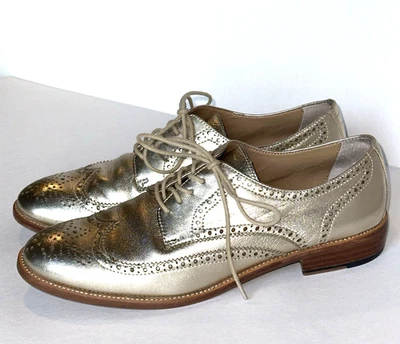 *¡COMO NUEVO! Zapatos Oxford Banana Republic de Cuero Metálico Dorado Claro-8.5M-¡VACACIONES!* Foto 1 de 4