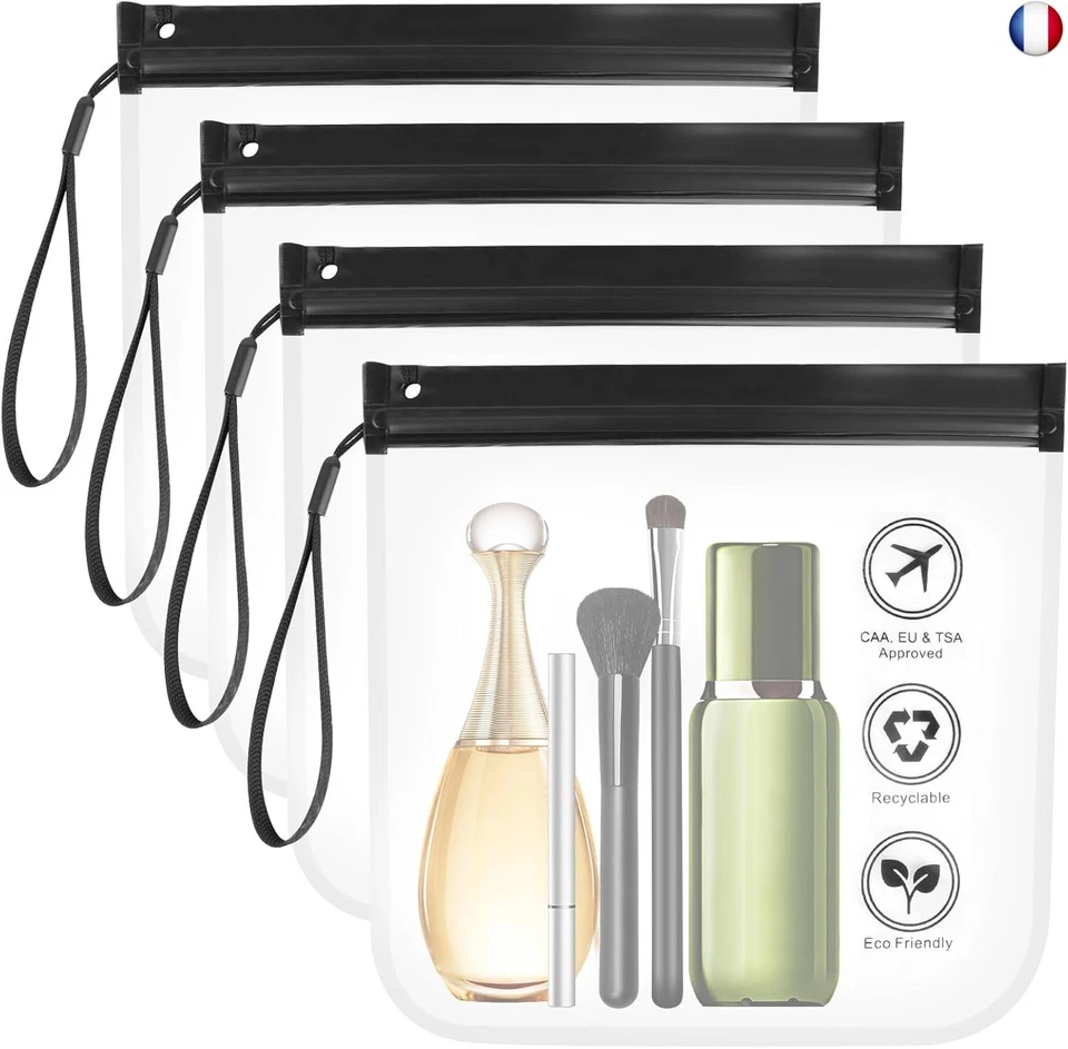 4 Pcs Trousse de Toilette Transparente Femme 20x20cm Transparente Voyage Kit de - Photo 1/4