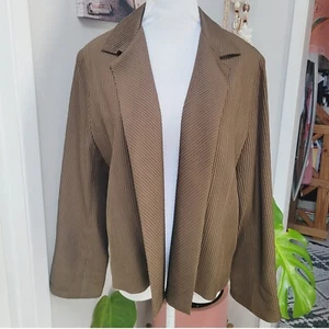 Asiatica Pleated Jacket Open Front Blazer Career Casual Brown Onesize Vintage - Picture 1 of 3