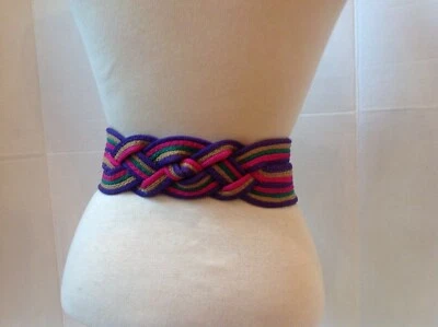 Cinturón retorcido vintage de Mardi Gras a rayas rosa púrpura Foto 1 de 3