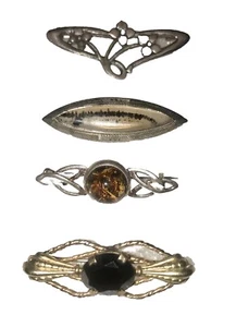 Lote de 4 prendedores de barra vintage diferentes musgo ágata verde ámbar flores prendedores - Imagen 1 de 3