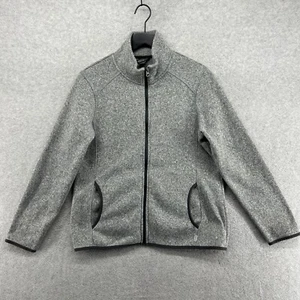 Eddie Bauer Jacket Womens Size Medium Gray Long Sleeve Fleece Full Zip - Picture 1 of 10
