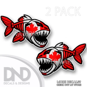 Calcomanía de pesca con bandera canadiense esqueleto pez camión coche barco paquete de 2 - Imagen 1 de 4
