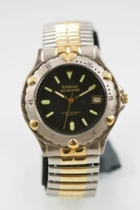 Armitron Men Watch Stainless Silver Gold Stretch 30m Battery Date Black Quartz - Picture 1 of 6
