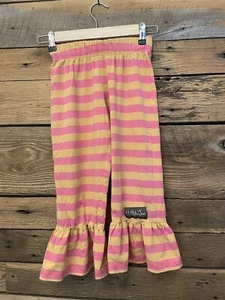 Girls Matilda Jane Leggings With Ruffle Hem Sz 8 Striped Pink, Orange  - Picture 1 of 2