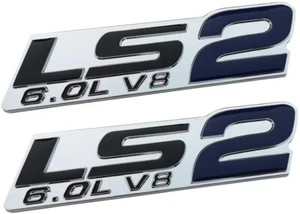 2pcs LS2 6.0L V8 Engine Emblems 3D Badge Sticker for GM Corvette Holden HSV Blue - Picture 1 of 3
